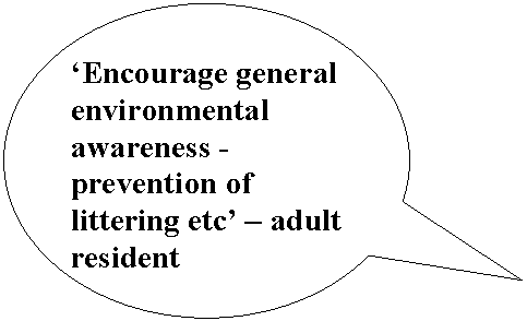 Oval Callout: ‘Encourage general environmental awareness - prevention of littering etc’ – adult resident