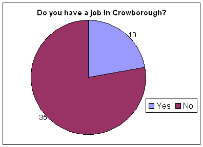 pie chart - Do you have a job in Crowborough?